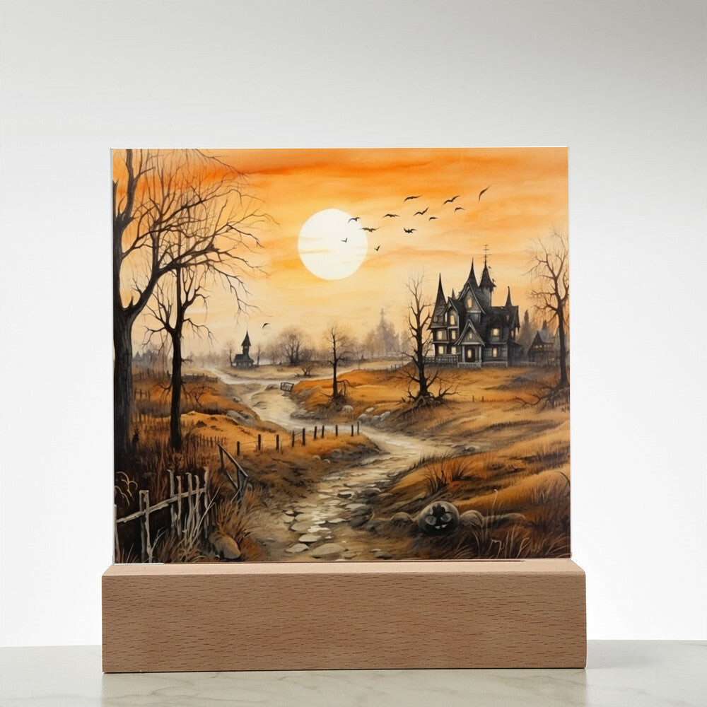 Ghost Manor: Acrylic Halloween Plaque - Mallard Moon Gift Shop