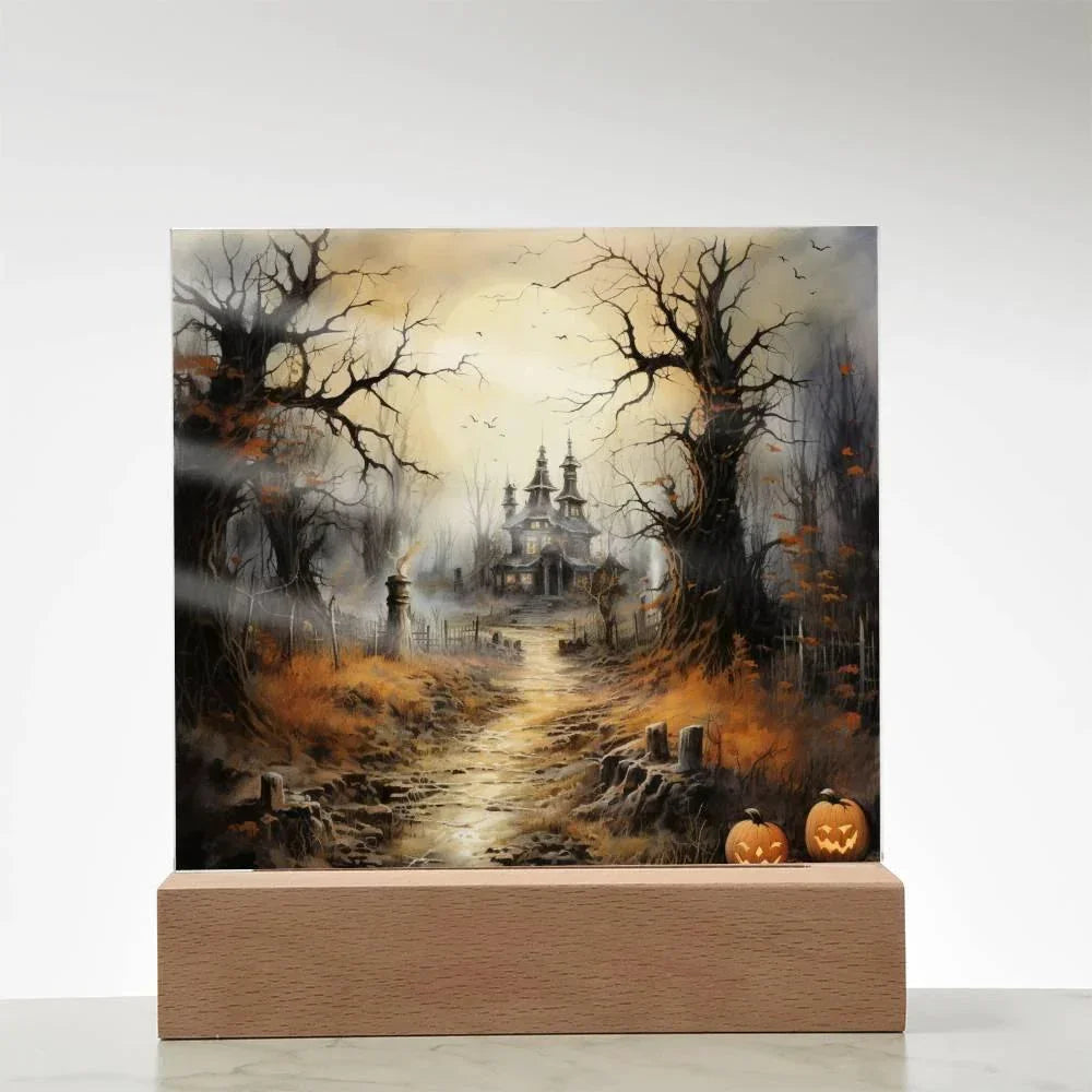 Witching Manor: Halloween's Spooktacular Acrylic Plaque