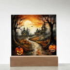 Twilight Terrace: Eerie Mansion Halloween Acrylic Plaque