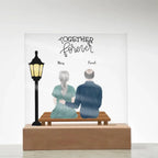 Anniversary, Birthday, Christmas Personalized Couples Romantic Sitting in the Park Acrylic Plaque