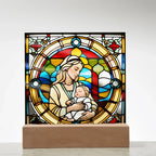 Forever Cradled Stained Glass Style LED Acrylic Plaque – A Touching Tribute for New Moms and Baby Celebrations