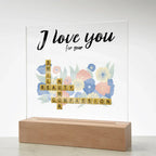 Personalized Crossword Puzzle Acrylic Plaque - Valentine's Day, Anniversary, Birthday Gift for Soulmates