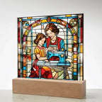 Sewing Together - Stained Glass Style LED Acrylic Plaque – A Heartfelt Gift for Quilters, Crafters, and Mothers