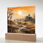 Ghost Manor: Acrylic Halloween Plaque Haunted House Table-top Lighted Decoration