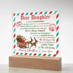 Daughter - Use Your Voice Christmas Acrylic Square Plaque with LED Wooden Base