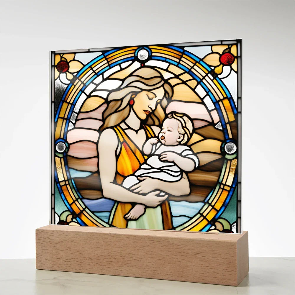 Guided by Love Stained Glass-Style LED Acrylic Plaque – A Beautiful Mother's Day or New Mom Baby Shower Gift