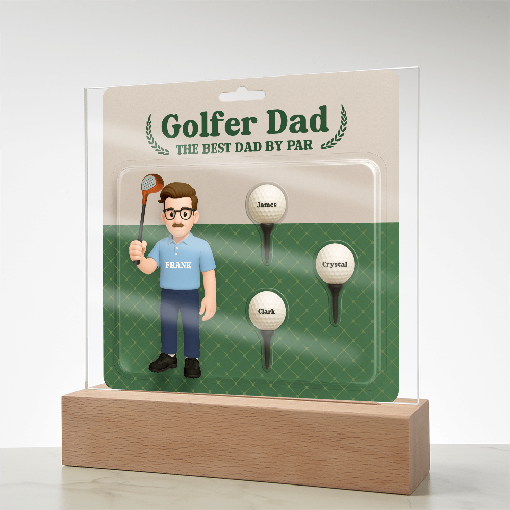 Golfer Dad Personalized Gift Plaque – Custom Golf Balls with Kids' Names – “The Best Dad by Par” Father's Day Gift from Children - Mallard Moon Gift Shop