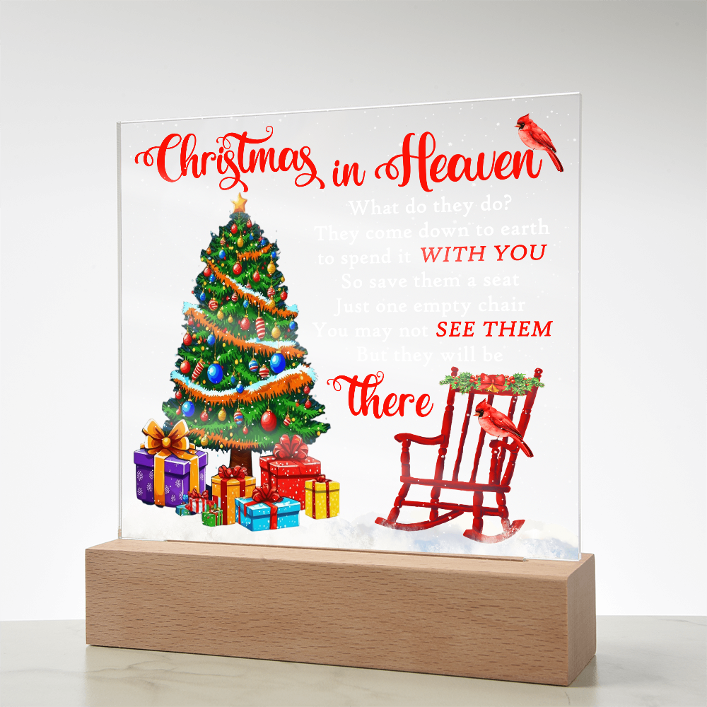 Christmas in Heaven Acrylic Plaque – Memorial LED Light Display | Comforting Holiday Remembrance Gift