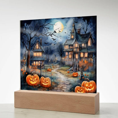 Moonlit Mansion: Spooky Acrylic Decor for Halloween Lovers - Mallard Moon Gift Shop