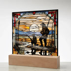 Father and Son Duck Hunting - Stained Glass Style LED Acrylic Plaque – A Meaningful Gift for Hunters and Outdoorsmen