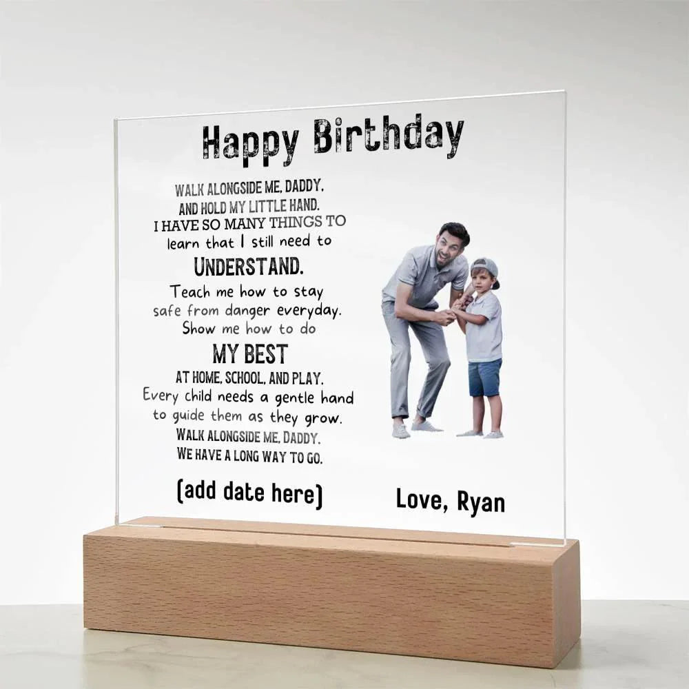 Gift for Dad Walk with Me Personalized Photo Upload Acrylic Plaque