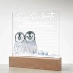 Soulmate- I Found My Missing Piece - Warm My Heart And Soul Acrylic Plaque with Lighted LED Wooden Base