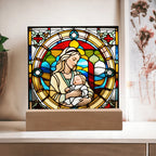 Forever Cradled Stained Glass Style LED Acrylic Plaque – A Touching Tribute for New Moms and Baby Celebrations
