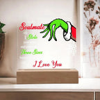 Soulmate Gift - Stole My Heart - Christmas Acrylic Plaque with Lighted LED Wooden Base