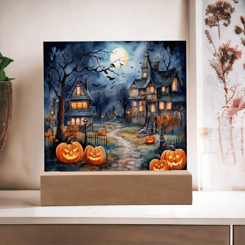 Moonlit Mansion: Spooky Acrylic Decor for Halloween Lovers - Mallard Moon Gift Shop
