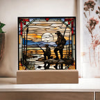 Father and Son Duck Hunting - Stained Glass Style LED Acrylic Plaque – A Meaningful Gift for Hunters and Outdoorsmen