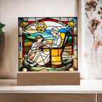 Grandmother and Granddaughter - Stained Glass Style LED Acrylic Plaque – A Touching Gift of Love and Legacy