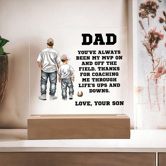 Father and Son Baseball Personalized Acrylic Plaque - Mallard Moon Gift Shop