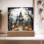 Midnight Mansion: Spooky Acrylic Plaque Decor for Halloween Ghouls