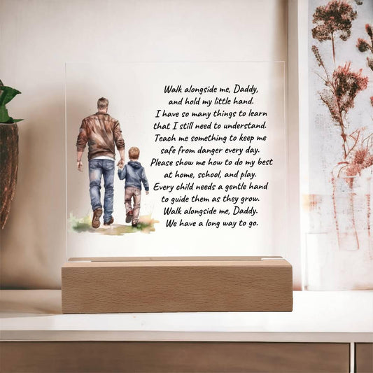 Father and Son Walk Alongside Me, Daddy Personalized Acrylic Plaque - Mallard Moon Gift Shop