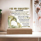 Daughter - This Old Bear Acrylic Square Plaque with LED Wooden Base