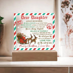 Daughter - Use Your Voice Christmas Acrylic Square Plaque with LED Wooden Base