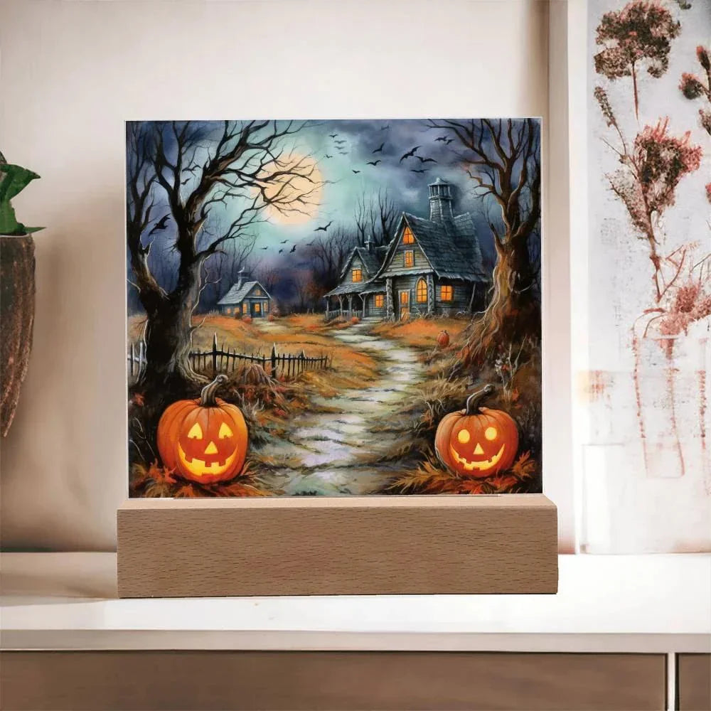 Mystic Mansion: The Perfect Acrylic Plaque Decor for All Hallow's Eve
