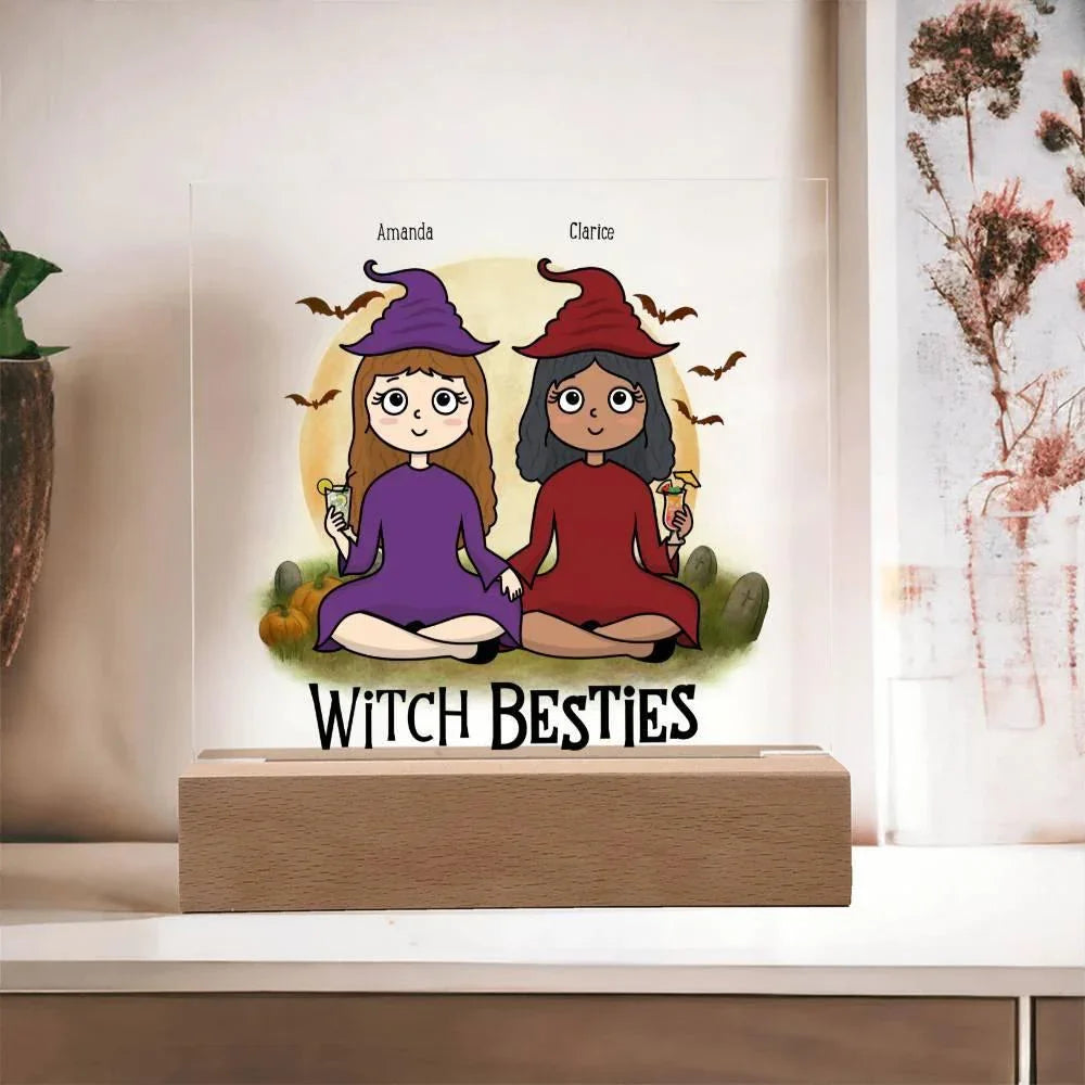 Witch Besties Personalized Best Friends Halloween Acrylic Plaque