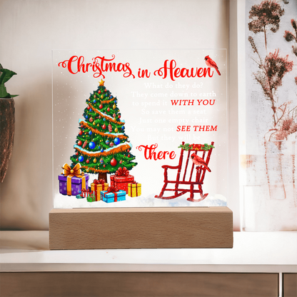 Christmas in Heaven Acrylic Plaque – Memorial LED Light Display | Comforting Holiday Remembrance Gift