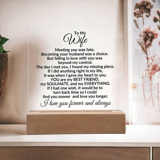 Heartfelt Gift for Wife You are My Best Friend, My Everything - Square Acrylic Plaque Personalized Birthday Anniversary Valentine Holiday - Mallard Moon Gift Shop