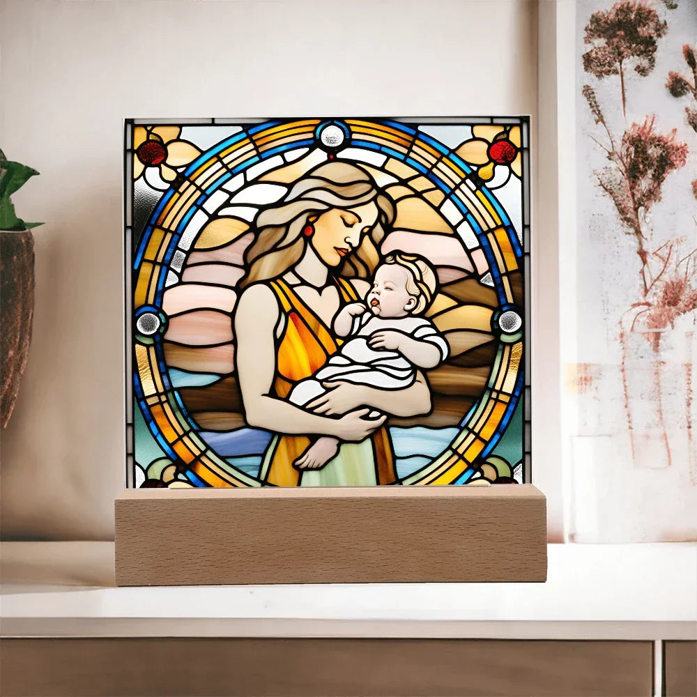 Guided by Love Stained Glass-Style LED Acrylic Plaque – A Beautiful Mother's Day or New Mom Baby Shower Gift
