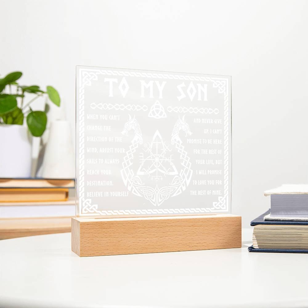 Gift for Son Inspirational Acrylic Plaque Never Give Up - Mallard Moon Gift Shop