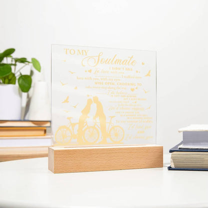 Soulmate - I Believe in Fate And Destiny Acrylic Plaque with Lighted LED Wooden Base - Mallard Moon Gift Shop