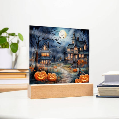 Moonlit Mansion: Spooky Acrylic Decor for Halloween Lovers - Mallard Moon Gift Shop