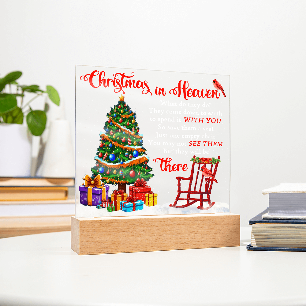 Christmas in Heaven Acrylic Plaque – Memorial LED Light Display | Comforting Holiday Remembrance Gift