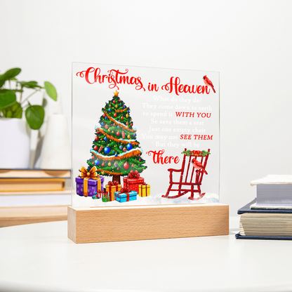 Christmas in Heaven Acrylic Plaque – Memorial LED Light Display | Comforting Holiday Remembrance Gift