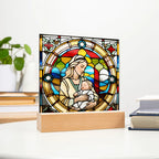 Forever Cradled Stained Glass Style LED Acrylic Plaque – A Touching Tribute for New Moms and Baby Celebrations
