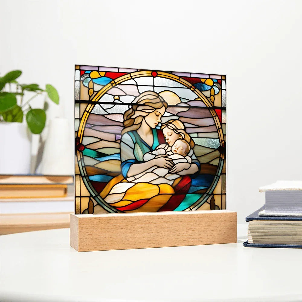A Mother's Love" LED Acrylic Plaque – A Heartwarming Gift for Mother's Day, Baby Showers, or New Baby Arrival