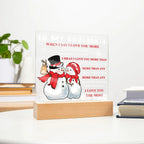 To My Soulmate Acrylic Plaque – Snowman Couple LED Light Gift | “I Love You More” Romantic Christmas Keepsake