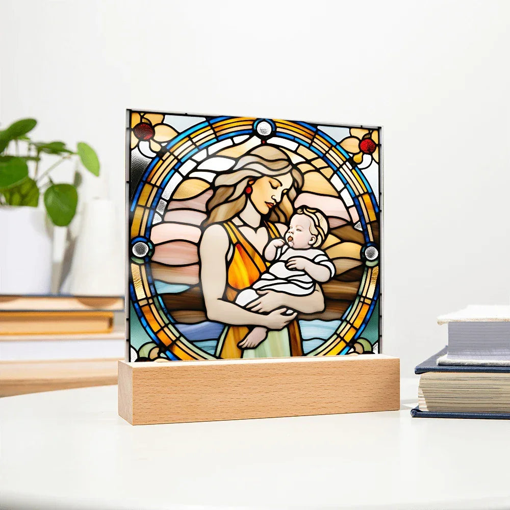 Guided by Love Stained Glass-Style LED Acrylic Plaque – A Beautiful Mother's Day or New Mom Baby Shower Gift