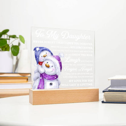Daughter Gift - Enjoy The Ride Acrylic Square Plaque with LED Wooden Base - Mallard Moon Gift Shop