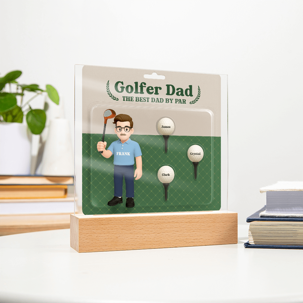 Golfer Dad Personalized Gift Plaque – Custom Golf Balls with Kids' Names – “The Best Dad by Par” Father's Day Gift from Children - Mallard Moon Gift Shop