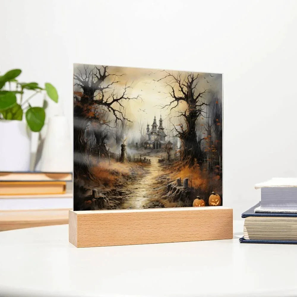 Witching Manor: Halloween's Spooktacular Acrylic Plaque