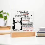 Soulmate - Every Beat of My Heart Acrylic Plaque with Lighted LED Wooden Base