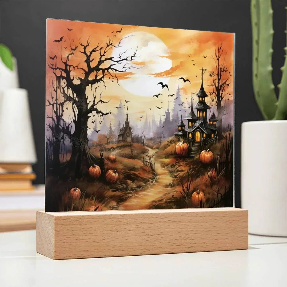 Eerie Mansion Estate: Acrylic Plaque Halloween Decor