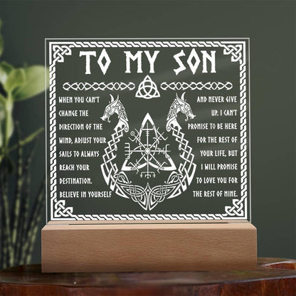 Gift for Son Inspirational Acrylic Plaque Never Give Up - Mallard Moon Gift Shop