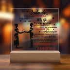 Soulmate - Every Beat of My Heart Acrylic Plaque with Lighted LED Wooden Base