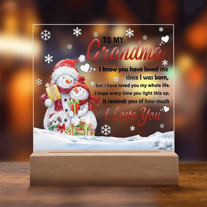 Grandma - Loved You My Whole Life Square Acrylic Plaque with Lighted LED Wooden Base - Mallard Moon Gift Shop