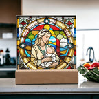 Forever Cradled Stained Glass Style LED Acrylic Plaque – A Touching Tribute for New Moms and Baby Celebrations