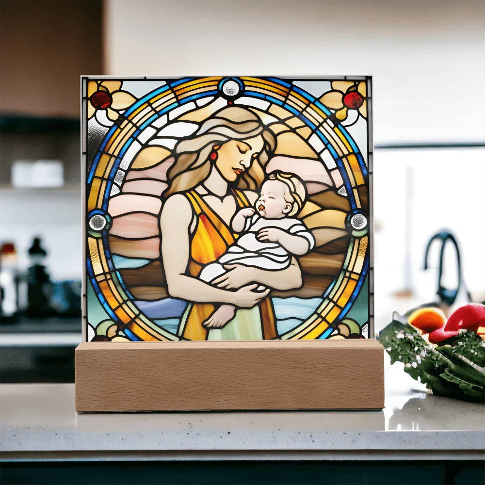 Guided by Love Stained Glass-Style LED Acrylic Plaque – A Beautiful Mother's Day or New Mom Baby Shower Gift